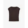 Allsaints Womens Rust Brown West Sleeveless Jersey Top In Brown