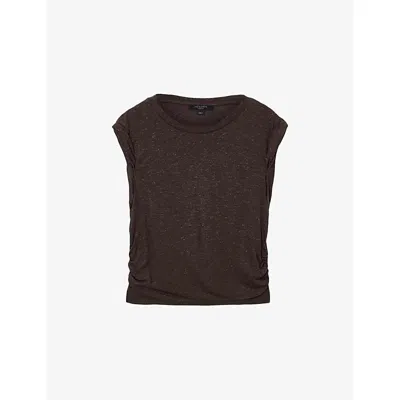 ALLSAINTS WOMENS RUST BROWN WEST SLEEVELESS JERSEY TOP