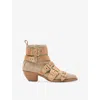 Allsaints Jane Buckle Pointed Leather Boots In Sand Brown