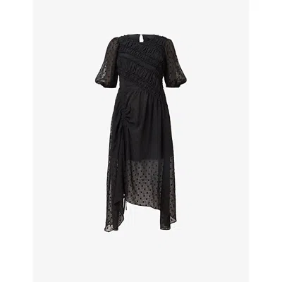 Allsaints Womens Black Serene Woven Midi Dress