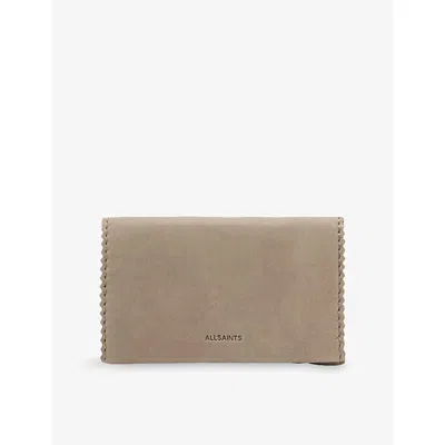 Allsaints Womens Siloh Leather Bi-fold Wallet Misty Grey