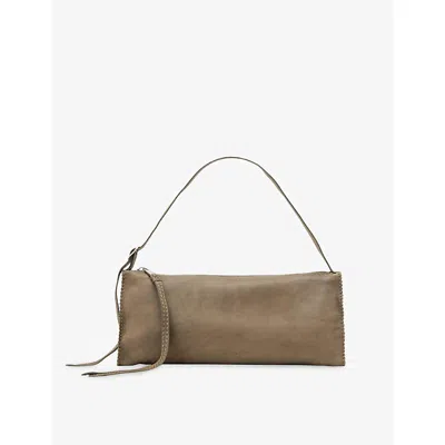 Allsaints Womens Siloh Leather Shoulder Bag Misty Grey