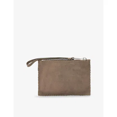 Allsaints Womens Siloh Mini Leather Pouch Misty Grey