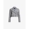 Allsaints Womens Elora Cropped Leather Jacket Silver Birch G In Silver Birch G