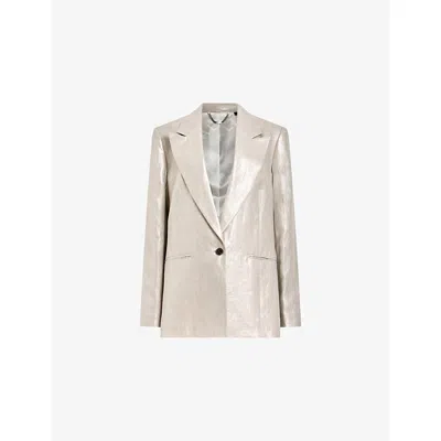 Allsaints Womens  Averie Relaxed-fit Single-breasted Stretch-cotton Blazer