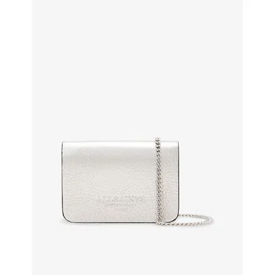 Allsaints Womens Silver Honore Leather Crossbody Wallet Bag