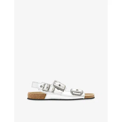 Allsaints Womens  Staffa Leather Sandals In Silver