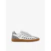 Allsaints Velma Low Top Round Toe Woven Leather Trainers In Silver/grey