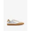 Allsaints Thelma Leather Low Top Trainers In Silver/rose Pi
