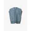 Allsaints Womens Slate Blue Elias Relaxed-fit Textured Knitted Gilet