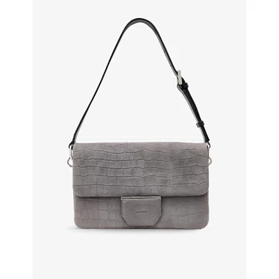 ALLSAINTS WOMENS ALLSAINTS ONDINE MOCK-CROC LEATHER SHOULDER BAG