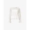 Allsaints Womens Pamela Semi-sheer Peplum-hem Stretch-woven Top Snow White