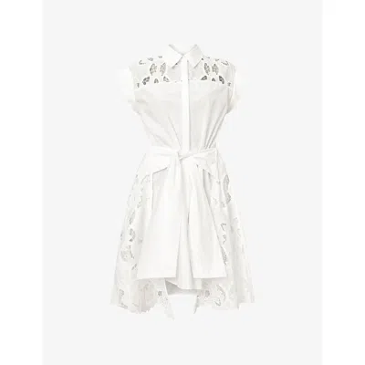 Allsaints Womens Zola Broderie Sleeveless Cotton Mini Dress Snow White
