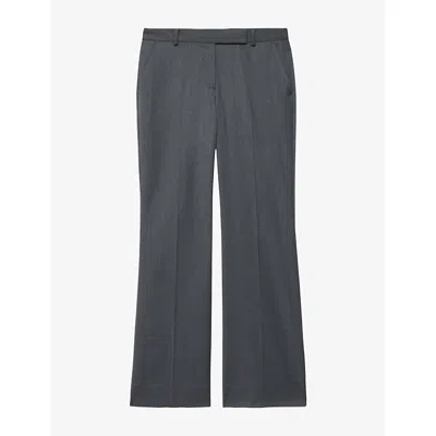 Allsaints Womens Solace Low-rise Stretch Wool-blend Trousers Charcoal Grey In Gray