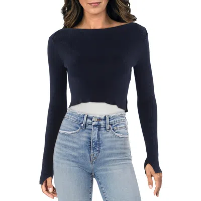 Allsaints Womens Split Hem Ribbed Knit Crop Sweater