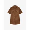 Allsaints Womens Sugar Brown Rock Short-sleeve Suede Mini Dress In Brown