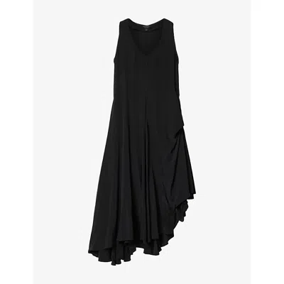 Allsaints Womens Sybil V-neck Woven Midi Dress Black
