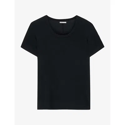 Allsaints Womens Teresa Long-sleeve Stretch-jersey T-shirt Jet Black Xs