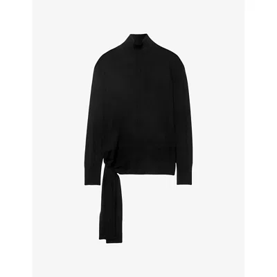 Allsaints Womens Tilley Relaxed-fit Merino Wool Jumper Black