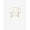 Allsaints Womens Tofu White Mira Cropped Stretch-satin Top Xs