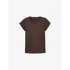 Allsaints Womens Torte Brown Anna Short-sleeved Jersey T-shirt In Brown