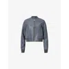 Allsaints Womens  Orten Leather Bomber Jacket In Turbulence Gre