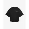 Allsaints Womens Black Under Amelie Logo-embroidered Relaxed-fit Cotton T-shirt