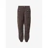 Allsaints Womens Dark Brown Val Patch-pocket Tapered-leg Woven Trousers In Brown