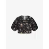 Allsaints Polyester Peony Lace Trim Cropped Top In Black