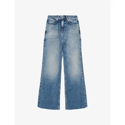 Allsaints Womens Vintage Indigo Ember Bootcut-leg High-rise Jeans In Blue