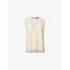 Allsaints Womens Vintage White Clara Lace-embroidered Scalloped-hem Woven Top In White