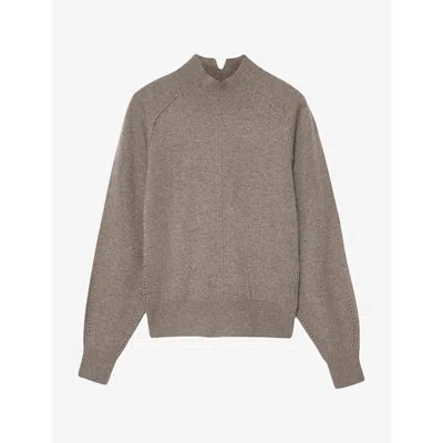 Allsaints Womens Walnut Brown Fedi Cashmere-blend Jumper In Gray