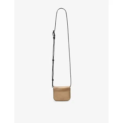 Allsaints Womens Warm Brass Maeve Card Leather Cross-body Bag In Neutral