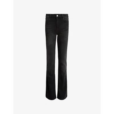 Allsaints Womens Washed Black Haldan Slim-fit Boot-cut Stretch-denim Jeans