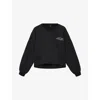 Allsaints Womens Washed Black Lila Branded-print Cotton-jersey Sweatshirt In Black