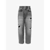 Allsaints Womens Washed Grey Daisy Tapered-leg High-rise Denim Jeans In Washed Grey
