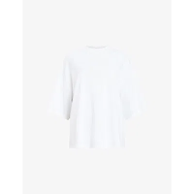 Allsaints Womens White Amelie Relaxed-fit Short-sleeve Organic-cotton T-shirt