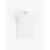 Allsaints Womens White Anna V-neck Organic-cotton T-shirt