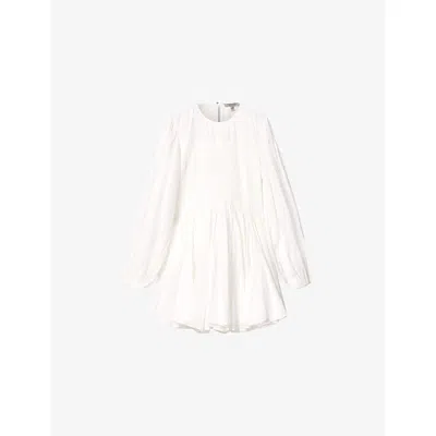 Allsaints Womens White Chia Leopard-print Cotton-blend Mini Dress