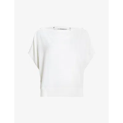 Allsaints Womens White Eli Studded Wool-blend Top