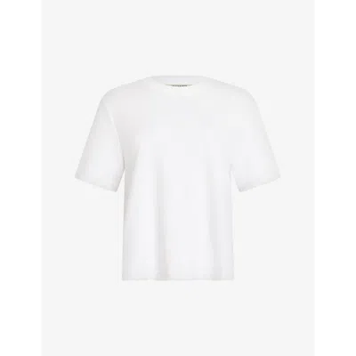 Allsaints Womens  Lisa Boxy Crew-neck Organic-cotton Jersey T-shirt In White