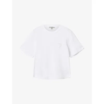 Allsaints Womens White Lover Lisa Embroidered Cotton-jersey T-shirt