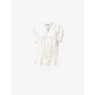 Allsaints Womens White Remy Tie-front Lyocell-blend Top