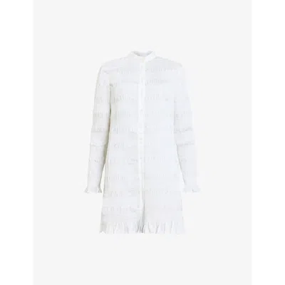 Allsaints Meg Button Front Mini Dress In White