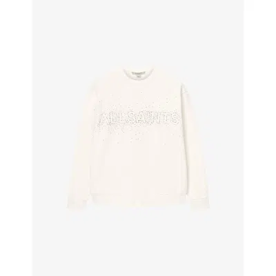 Allsaints Womens Sprinkle Etta Logo-print Relaxed-fit Sweatshirt White In Neutral