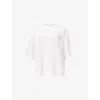 Allsaints Womens White Under Amelie Logo-embroidered Relaxed-fit Cotton T-shirt In White