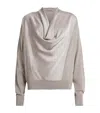 Allsaints Wool And Satin-blend Myra Sweater In Brown