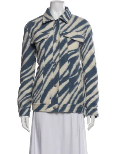 Pre-owned Allsaints Wool Animal Print Jacket In Blue/white