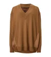 Allsaints Womens Caramel Brown Bern V-neck Contrast-panel Merino-wool Jumper In Brown