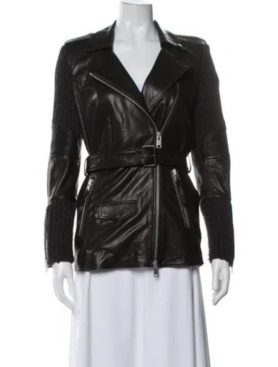 Pre-owned Allsaints Wool Biker Jacket In Black